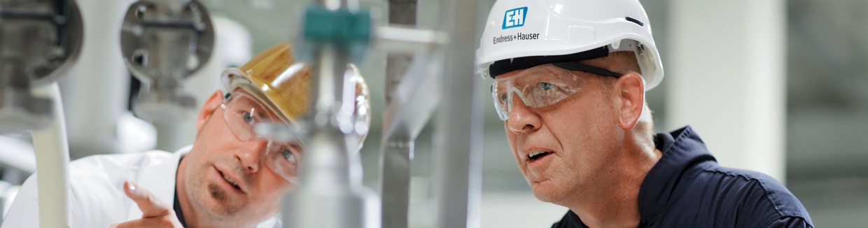 Customer with Endress+Hauser engineer in a plant.